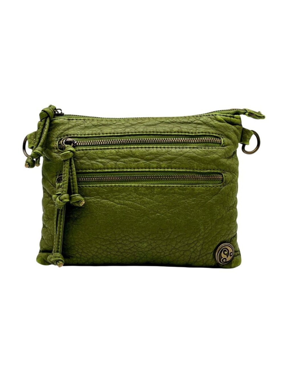 Earthy Green Faux Leather Crossbody Bag